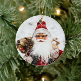 Happy Santa Claus Doll op sneeuw Keramisch Ornament