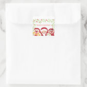 Happy Santa Claus en kinderen Vierkante Sticker (Tas)
