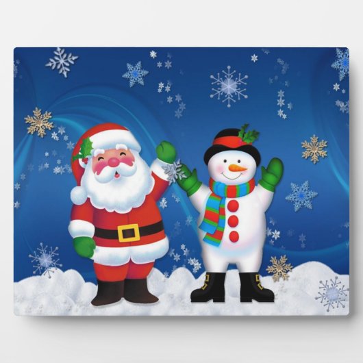 Happy Santa Claus en Snowman Fotoplaat (Voorkant)