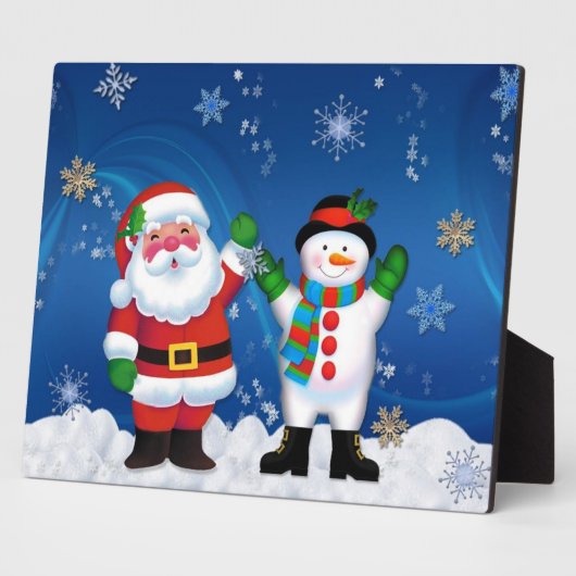 Happy Santa Claus en Snowman Fotoplaat (Zijkant)