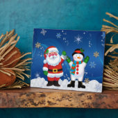 Happy Santa Claus en Snowman Fotoplaat (Zijkant)