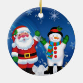 Happy Santa Claus en Snowman Keramisch Ornament (Achterkant)