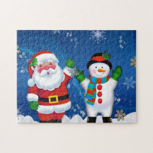 Happy Santa Claus en Snowman Legpuzzel