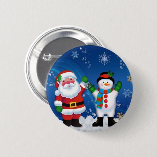 Happy Santa Claus en Snowman Ronde Button 5,7 Cm (Voorkant /achterkant)