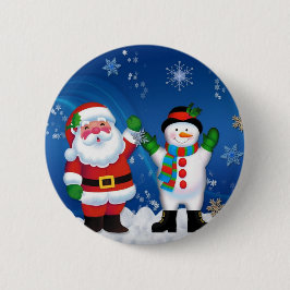 Happy Santa Claus en Snowman Ronde Button 5,7 Cm