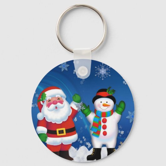 Happy Santa Claus en Snowman Sleutelhanger (Voorkant)