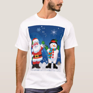 Happy Santa Claus en Snowman T-shirt