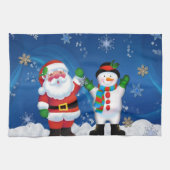 Happy Santa Claus en Snowman Theedoek (Horizontaal)