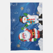 Happy Santa Claus en Snowman Theedoek (Verticaal)