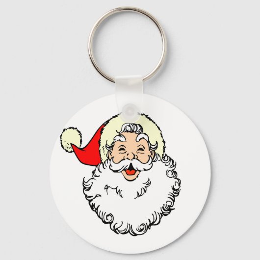 Happy Santa Claus Face Cartoon Sleutelhanger (Voorkant)