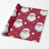 Happy Santa Claus Face Design Cadeaupapier (Uitgerold)