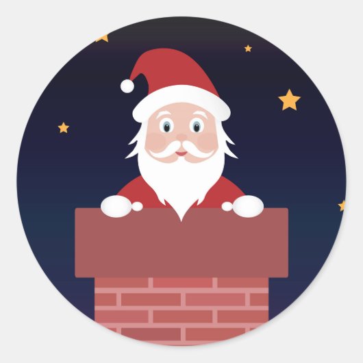 Happy Santa Claus gaat de schoorsteen omlaag Ronde Sticker (Voorkant)