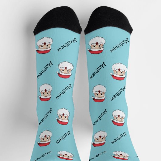Happy Santa Claus-hoofden met aangepaste naam Sokken (Top)