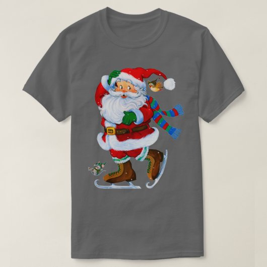 happy Santa Claus Ice Skaterkerst T-shirt (Design voorkant)