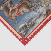 Happy Santa Claus in His Sleigh with Reindeers Tissuepapier (Detail)