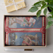 Happy Santa Claus in His Sleigh with Reindeers Tissuepapier (Geschenk)