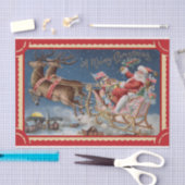 Happy Santa Claus in His Sleigh with Reindeers Tissuepapier (Craft)
