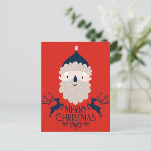 Happy Santa Claus Merry Red Briefkaarten (Staand voorkant)