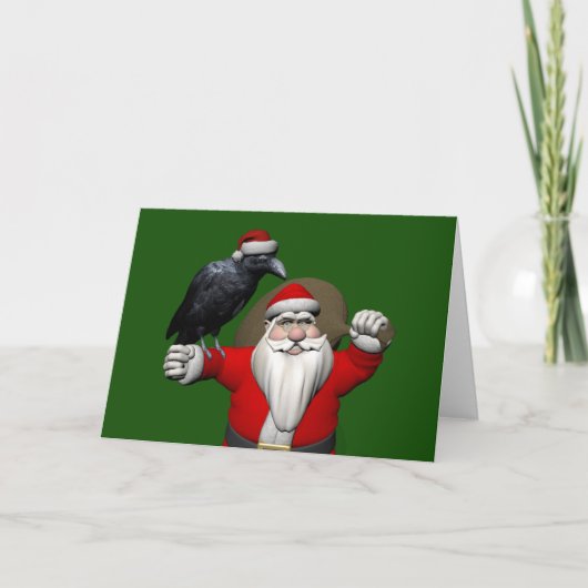 Happy Santa Claus met een grote haas Feestdagen Kaart (Voorkant)