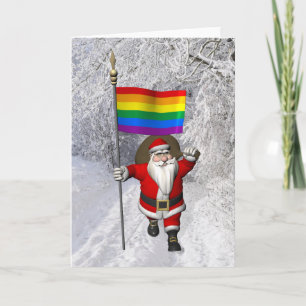 Happy Santa Claus met regenboogvlag Feestdagen Kaart