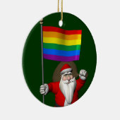 Happy Santa Claus met regenboogvlag Keramisch Ornament (Rechts)