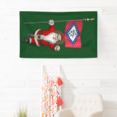 Happy Santa Claus met vlag van Arkansas Spandoek (Insitu)