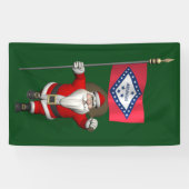 Happy Santa Claus met vlag van Arkansas Spandoek (Horizontaal)