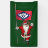 Happy Santa Claus met vlag van Arkansas Spandoek (Verticaal)