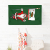 Happy Santa Claus met vlag van Californië Spandoek (Insitu)