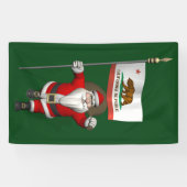 Happy Santa Claus met vlag van Californië Spandoek (Horizontaal)