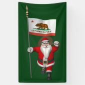 Happy Santa Claus met vlag van Californië Spandoek (Verticaal)
