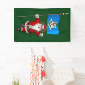Happy Santa Claus met vlag van Connecticut Spandoek (Insitu)