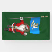 Happy Santa Claus met vlag van Connecticut Spandoek (Horizontaal)