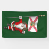 Happy Santa Claus met vlag van Florida Spandoek (Horizontaal)