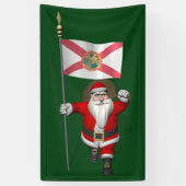 Happy Santa Claus met vlag van Florida Spandoek (Verticaal)