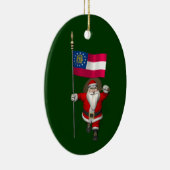 Happy Santa Claus met vlag van Georgië Keramisch Ornament (Rechts)