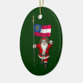 Happy Santa Claus met vlag van Georgië Keramisch Ornament (Links)