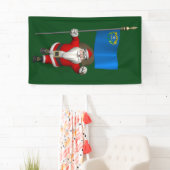 Happy Santa Claus met vlag van Nevada Spandoek (Insitu)