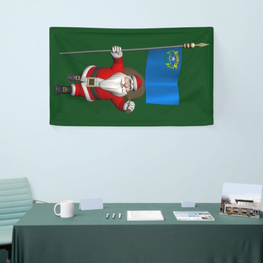 Happy Santa Claus met vlag van Nevada Spandoek (Beurs)