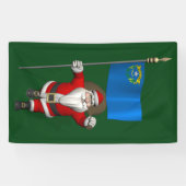 Happy Santa Claus met vlag van Nevada Spandoek (Horizontaal)