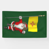 Happy Santa Claus met vlag van Nieuw-Mexico Spandoek (Horizontaal)