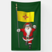 Happy Santa Claus met vlag van Nieuw-Mexico Spandoek (Verticaal)