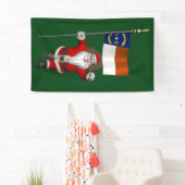 Happy Santa Claus met vlag van North Dakota Spandoek (Insitu)