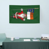 Happy Santa Claus met vlag van North Dakota Spandoek (Beurs)