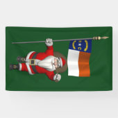 Happy Santa Claus met vlag van North Dakota Spandoek (Horizontaal)