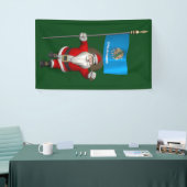 Happy Santa Claus met vlag van Oklahoma Spandoek (Beurs)