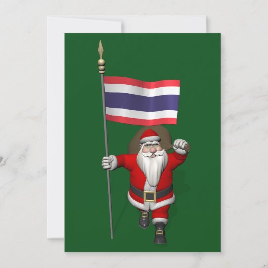 Happy Santa Claus met vlag van Thailand Feestdagenkaart (Voorkant)