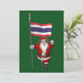 Happy Santa Claus met vlag van Thailand Feestdagenkaart (Staand voorkant)
