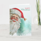 Happy Santa Claus Portret Kerstmis Kaart (Voorkant)