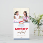 Happy Santa Claus red blue douane, kerstmis Feestdagenkaart (Staand voorkant)